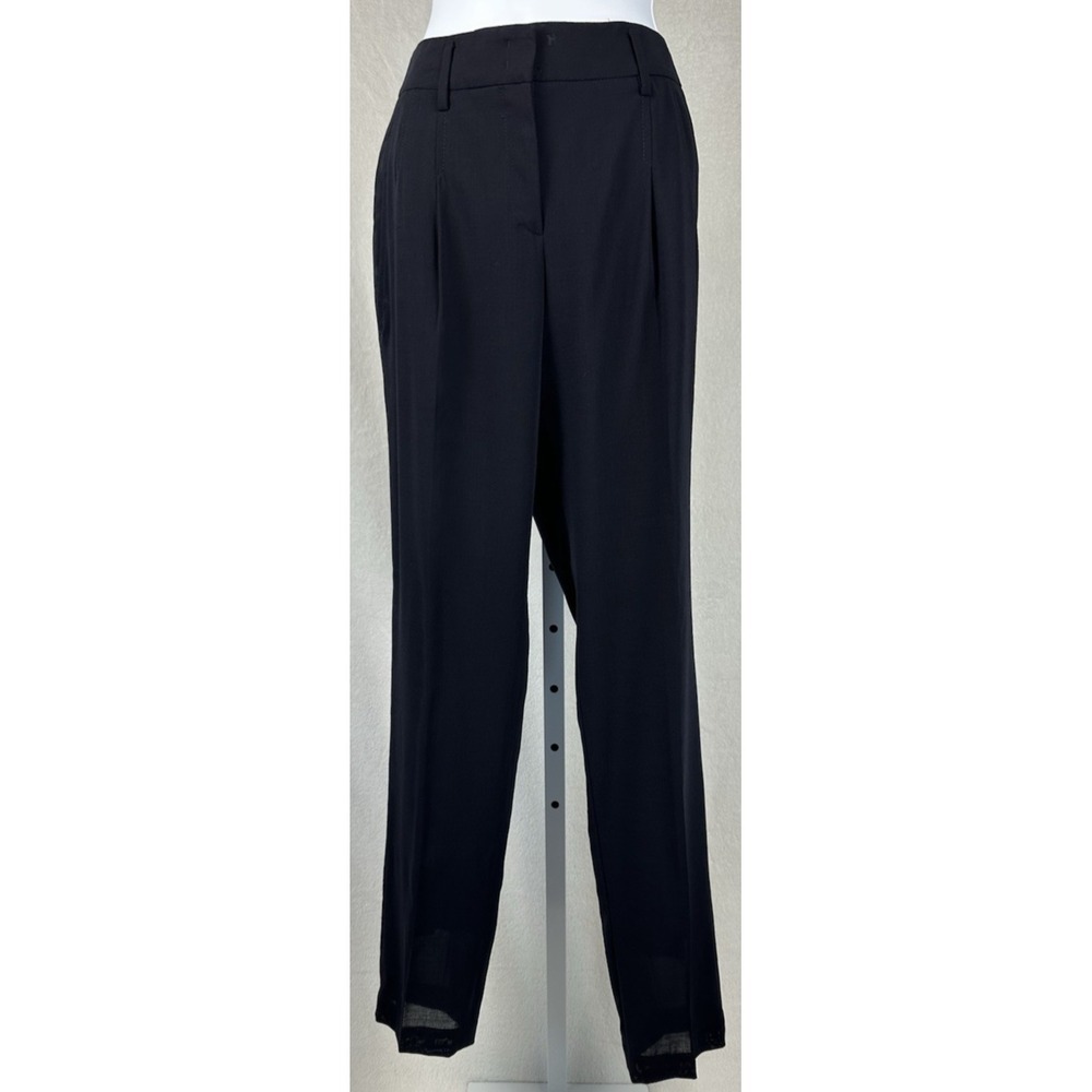 Akris Punto 100% Wool Tapered Pants Womens Size 6 Black Lined Tailored Luxury